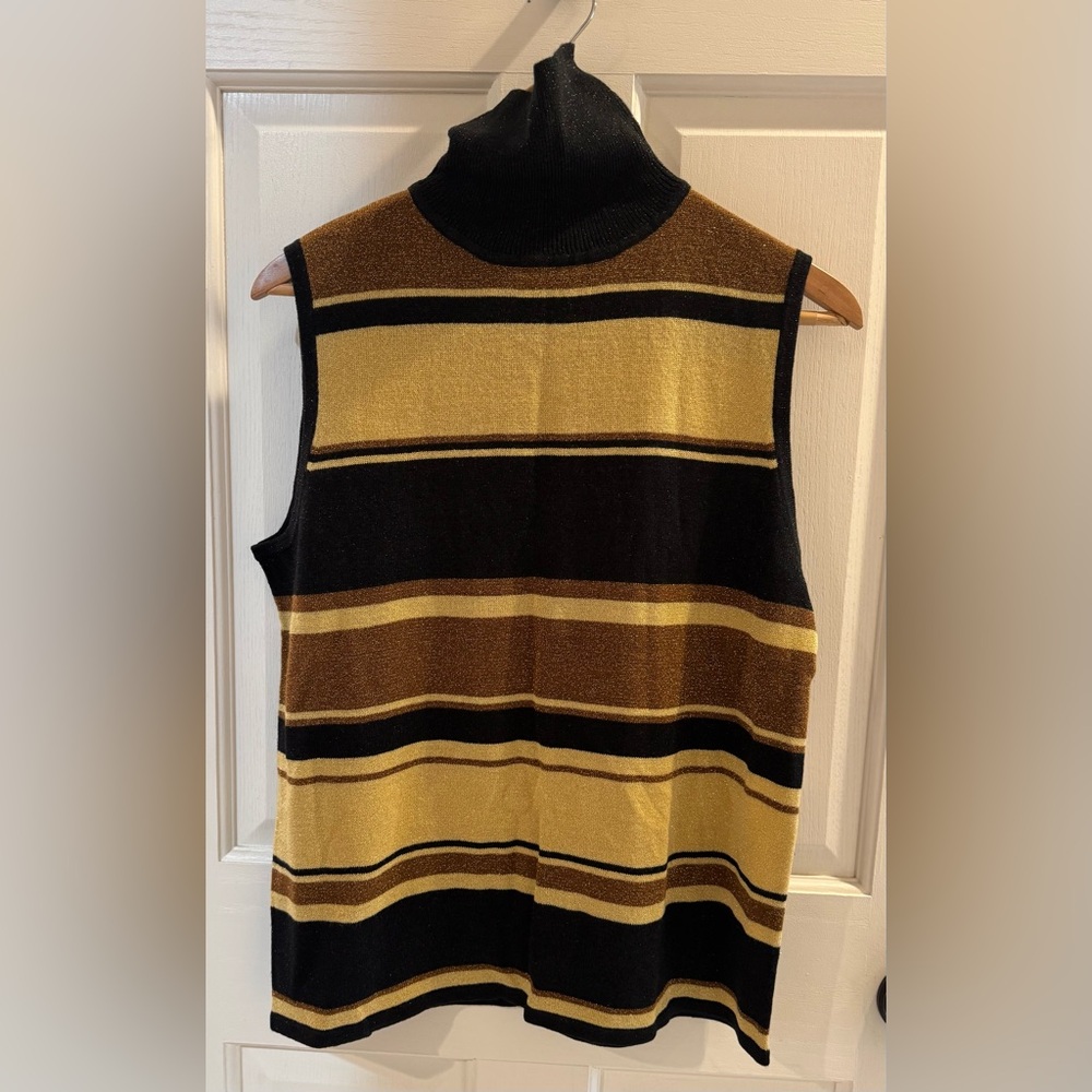 Striped Sleeveless Top in Black and Gold